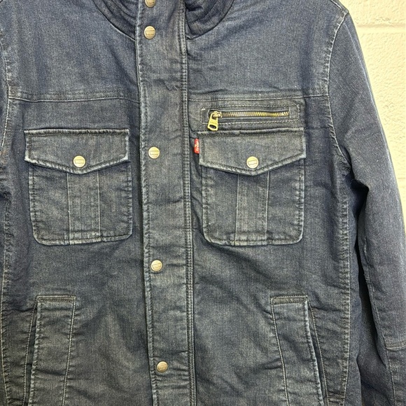NWOT Levi's Blue Denim Jacket with Stand-Up Collar - Picture 3 of 10